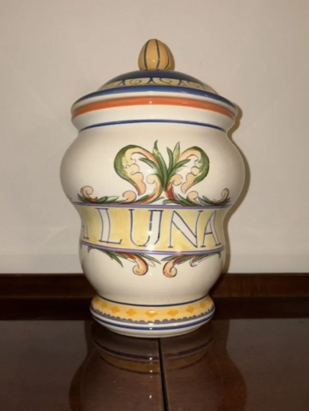 Pfaltzgraff Villa Della Luna Hand-Painted Italian Inspired Canister Jar 10.5
